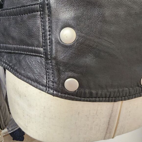 ALL SAINTS | RARE Gidley Leather Biker Jacket Sz 2 Black Studded Rocker Staple - Picture 11 of 13